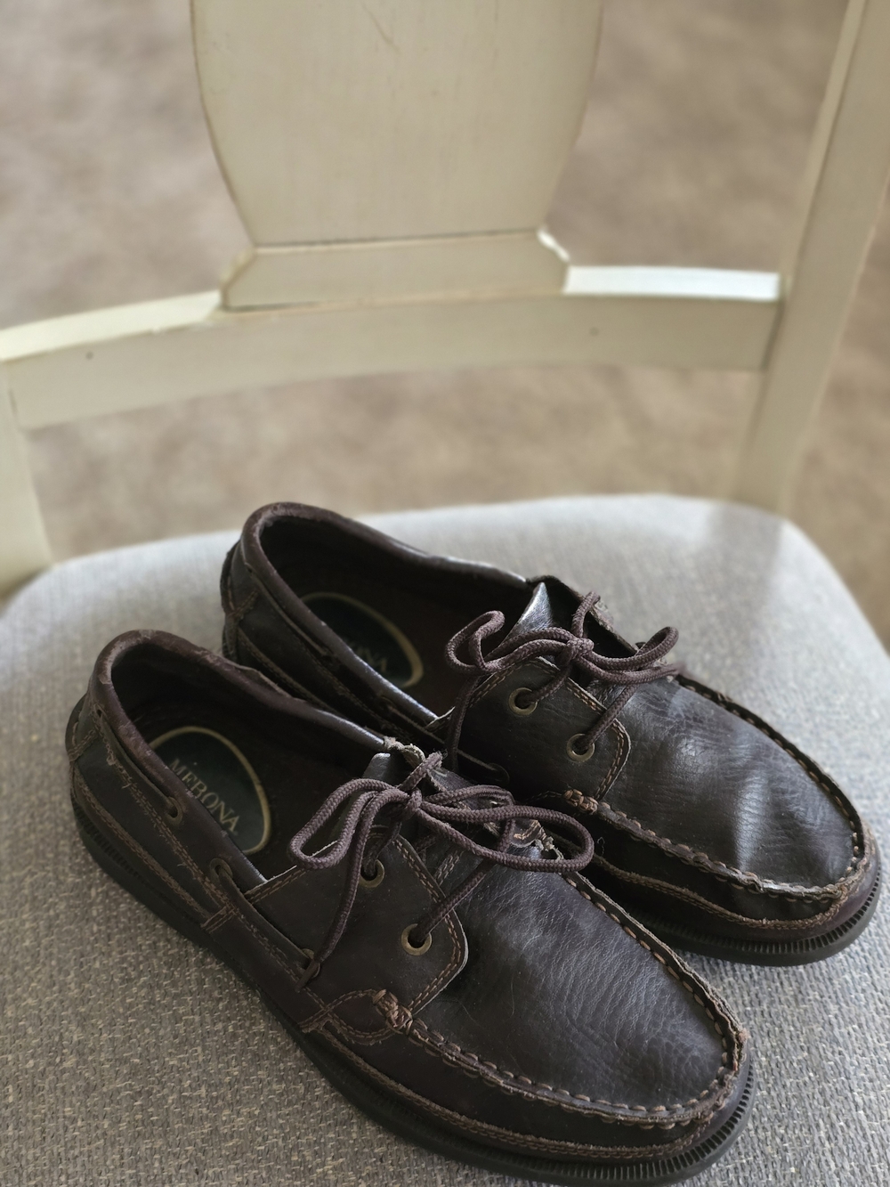 Merona Dark Brown Leather Men’s Boat Shoes Sz 7